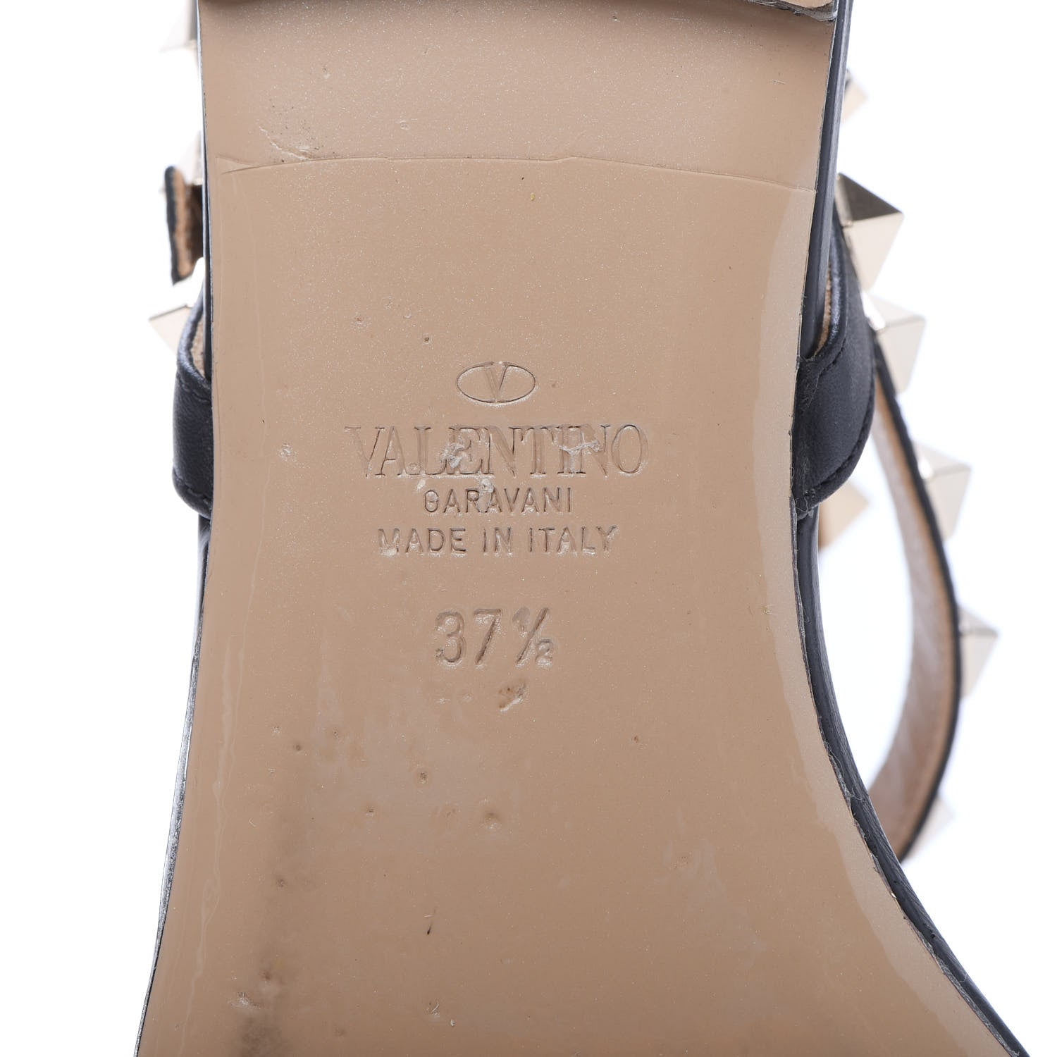 Valentino Garavani Calfskin Rockstud Ankle Wrap Flat Thong Sandals 37.5 Black 6 of 9