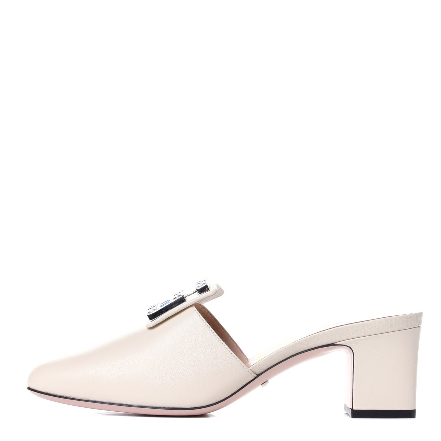 Malaga Kid Crystal Square G Madelyn Mules 39.5 Vintage White