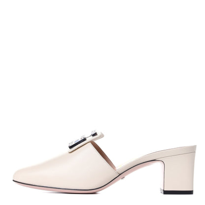 Gucci Malaga Kid Crystal Square G Madelyn Mules 39.5 Vintage White 1 of 10