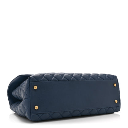 Chanel Caviar Quilted Medium Coco Handle Flap Blue 4 of 12