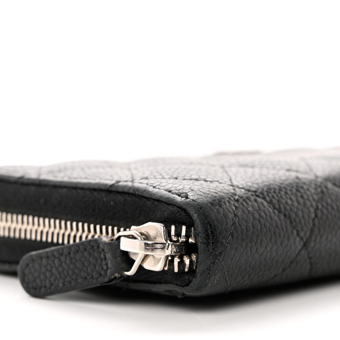 Caviar Quilted Large Gusset Zip Around Wallet Black