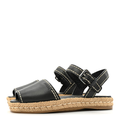 Prada Vitello Montana Logo Espadrille Sandals 36 Black 3 of 9