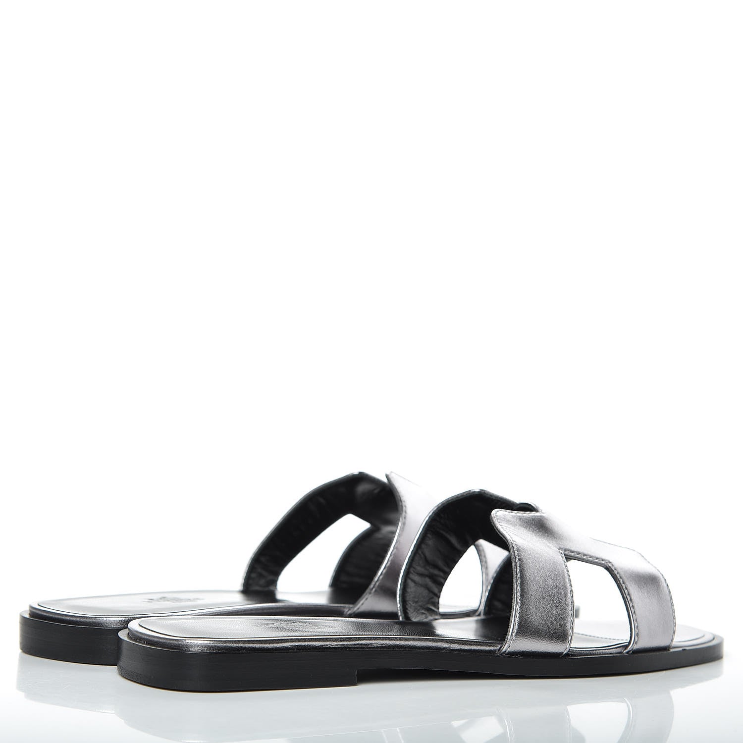 Hermes Metallic Nappa Calfskin Oran Sandals 38 Argent 4 of 7
