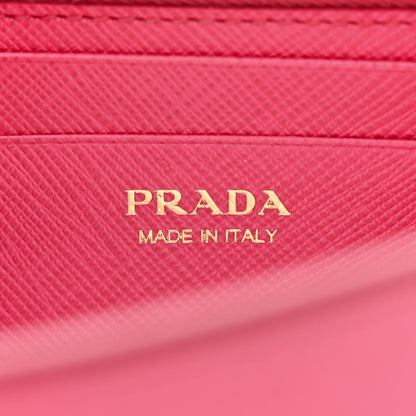 Prada Saffiano Metal Mini Flap Crossbody Wristlet Bag Peonia 6 of 9