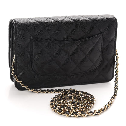 Chanel Caviar Quilted French New Wave Chain CC Wallet On Chain WOC Black 3 of 12