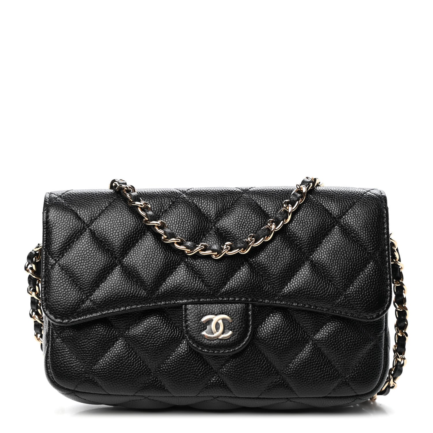 Chanel Caviar Quilted Flap Phone Holder With Chain Black 1 of 4