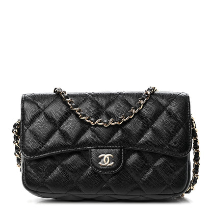 Chanel Caviar Quilted Flap Phone Holder With Chain Black 1 of 4
