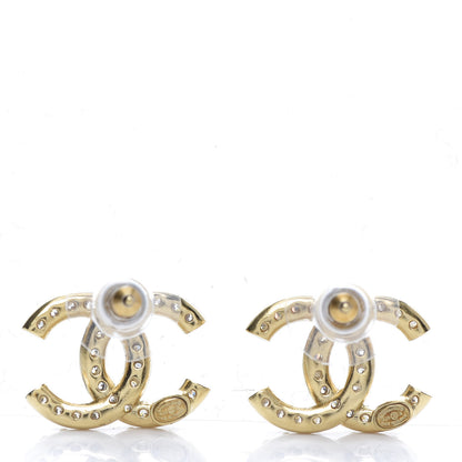 Chanel Crystal CC Earrings Gold 4 of 5