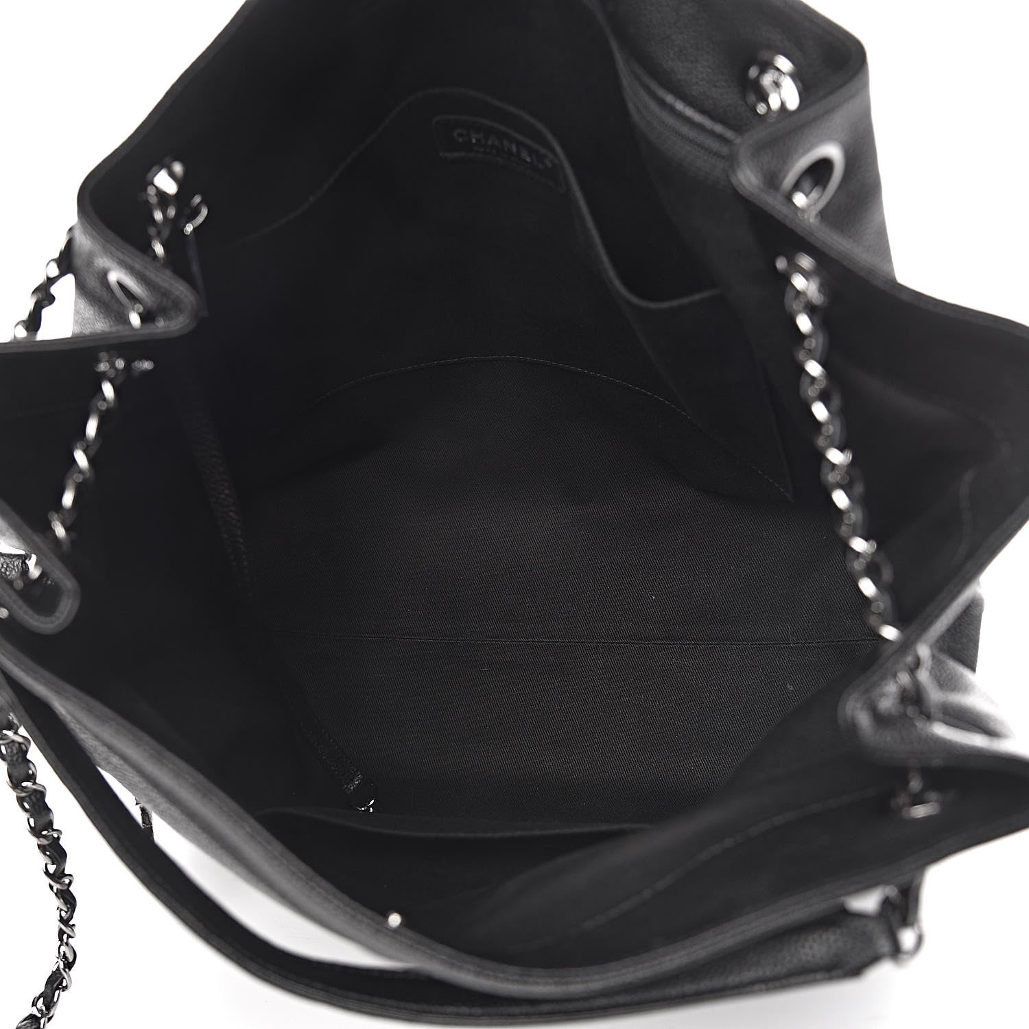 Chanel Crumpled Grained Calfskin Zip and Carry Shopping Tote Black 5 of 11