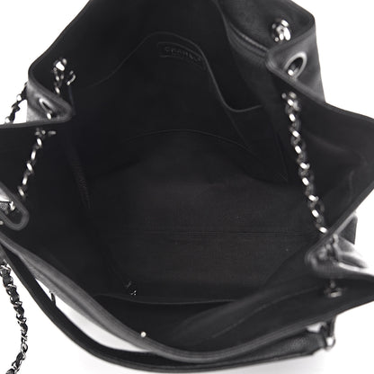 Chanel Crumpled Grained Calfskin Zip and Carry Shopping Tote Black 5 of 11