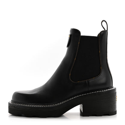 Louis Vuitton Calfskin Monogram Beaubourg Ankle Boots 37.5 Black 1 of 10
