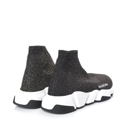 Balenciaga Knit Metal Womens Speed Sneakers 39 Black Gold 4 of 6