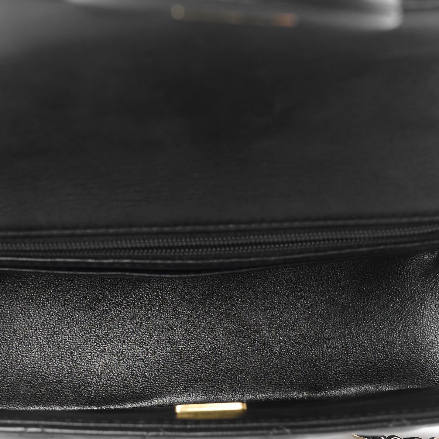 Lambskin Quilted Mini Top Handle Rectangular Flap Black