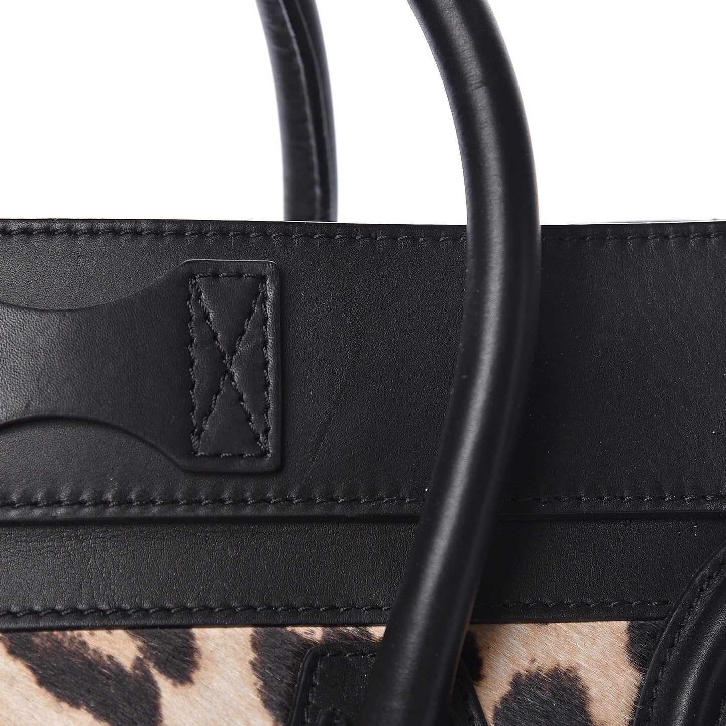 Leopard Pony Hair Mini Luggage Brown