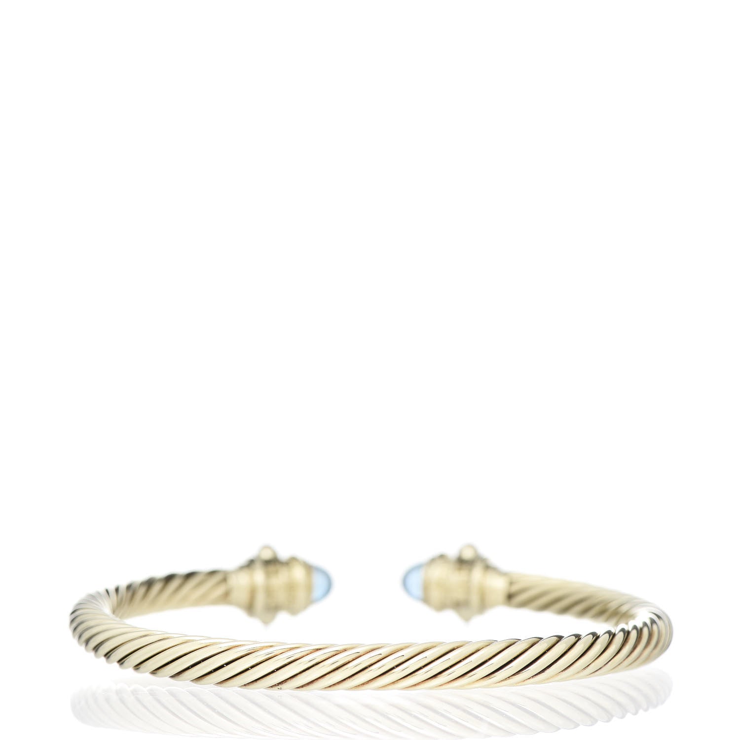 David Yurman 14K Yellow Gold Blue Topaz Ruby 5mm Cable Renaissance Bracelet 3 of 5