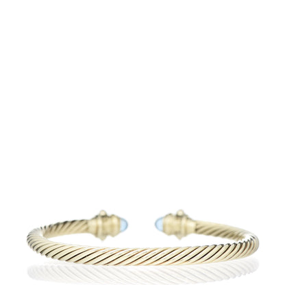 David Yurman 14K Yellow Gold Blue Topaz Ruby 5mm Cable Renaissance Bracelet 3 of 5