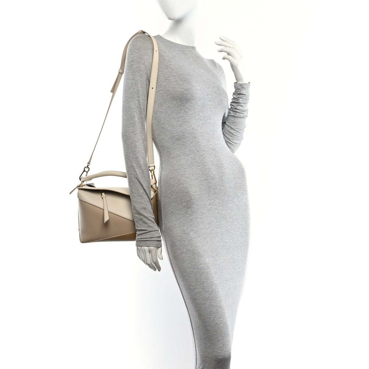 Calfskin Small Puzzle Edge Bag Angora Beige