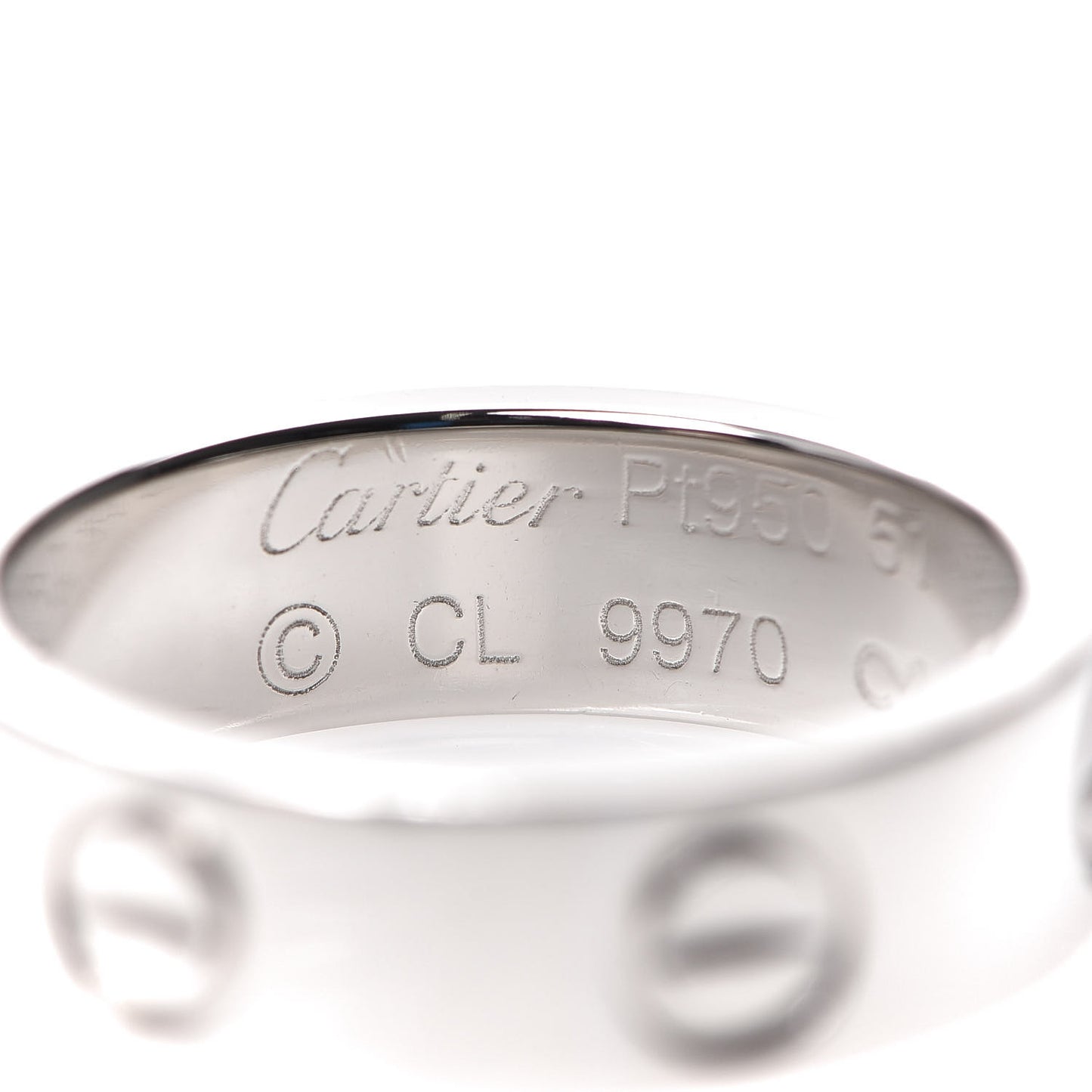 Platinum 5.5mm LOVE Ring 51 5.75