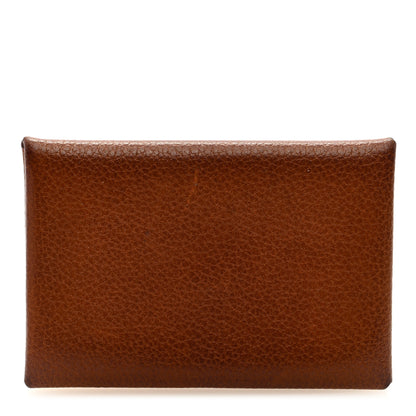 Hermes Barenia Verso Calvi Card Case Fauve Orange Poppy 1 of 6