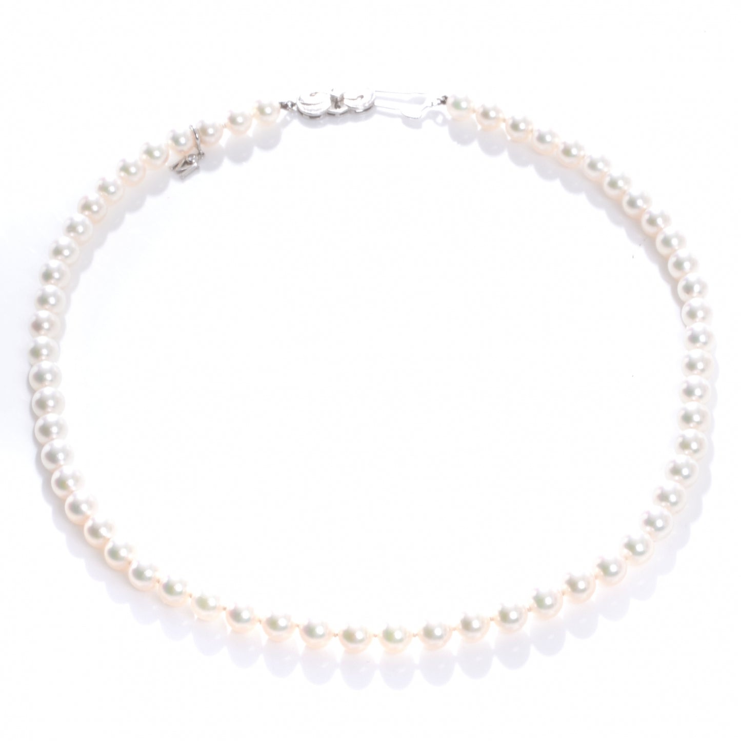 Platinum and Diamond 16" Cultured Akoya Pearl Necklace