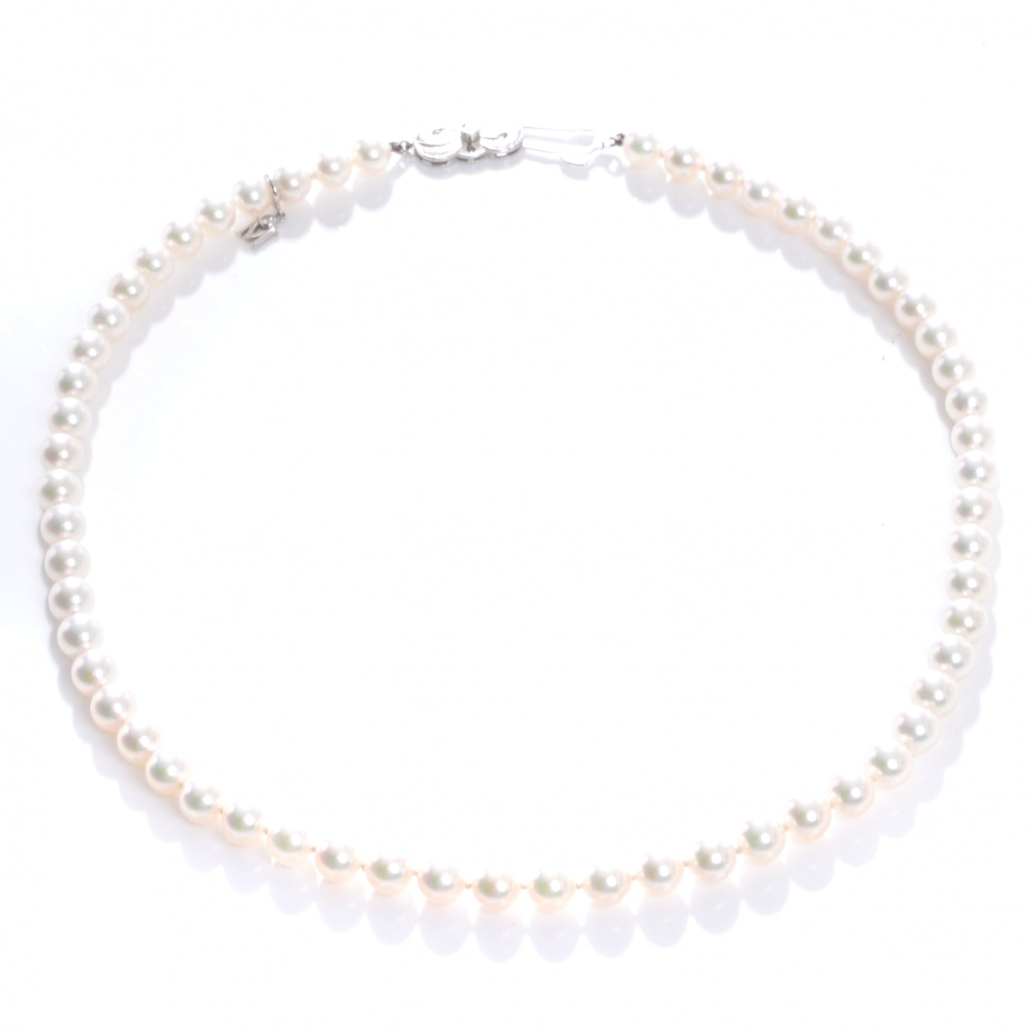 Mikimoto Platinum and Diamond 16" Cultured Akoya Pearl Necklace 3 of 7