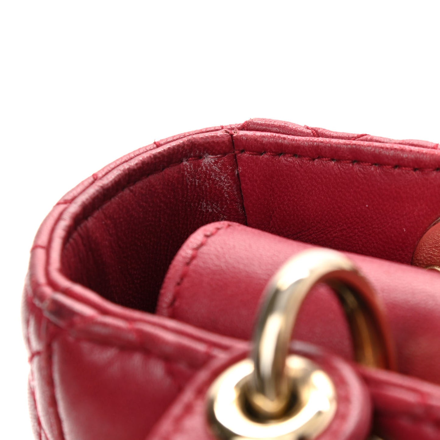 Lambskin Cannage Small Lucky Badges My Lady Dior Red