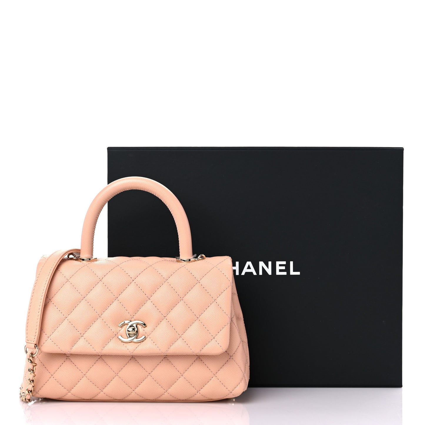 Caviar Quilted Mini Coco Handle Flap Light Pink