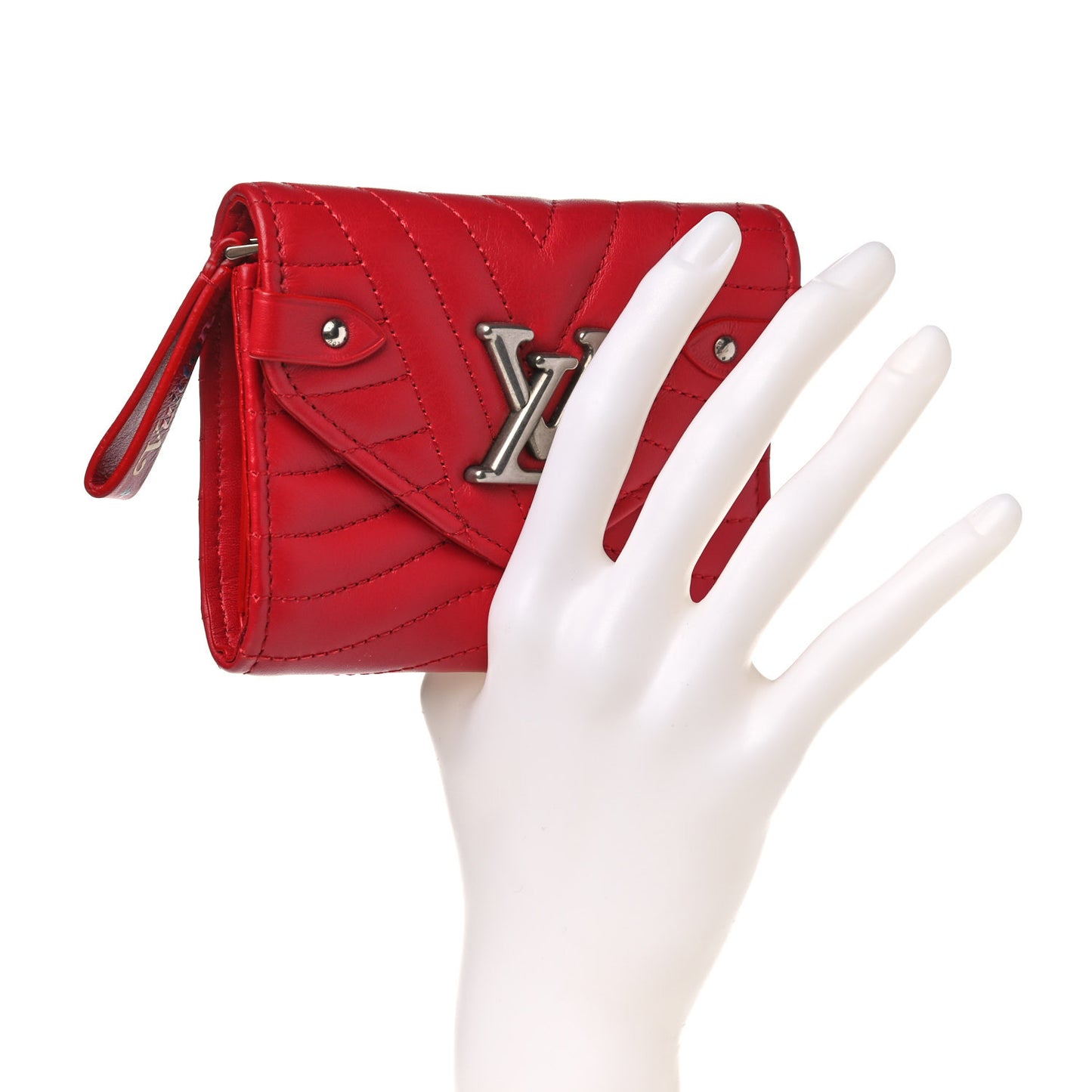 Calfskin New Wave Compact Wallet Rouge
