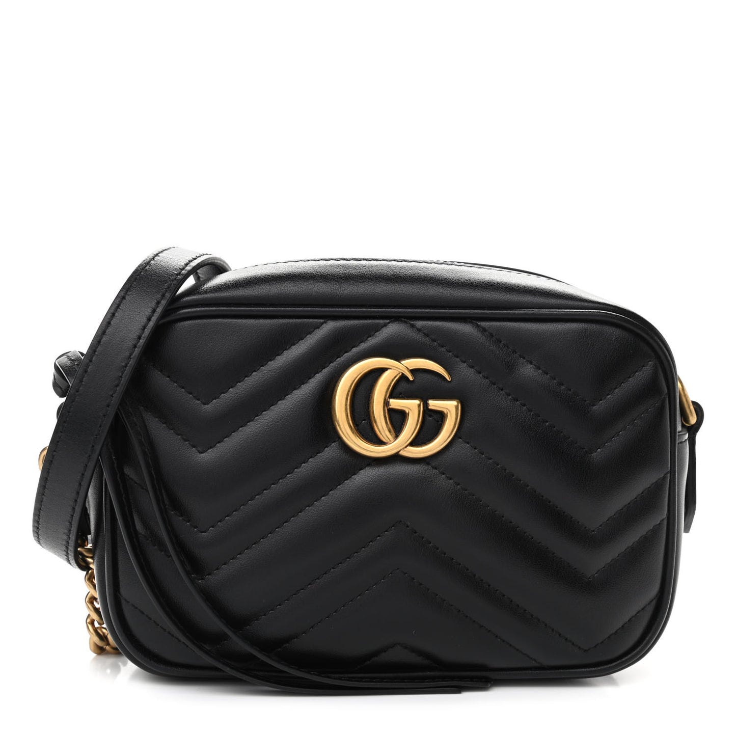 Calfskin Matelasse Mini GG Marmont Chain Shoulder Bag Black