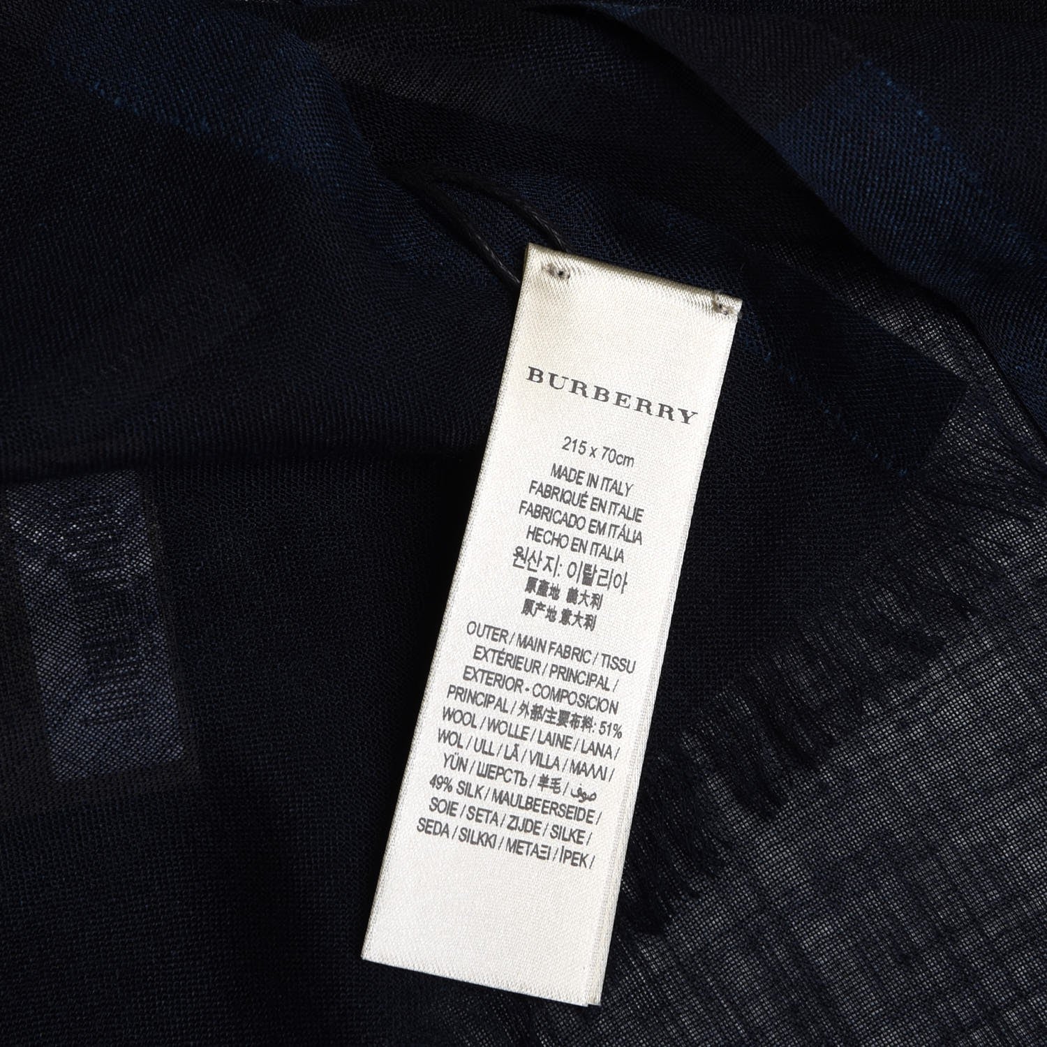 Burberry Wool Silk Gauze Ombre Giant Check Scarf Cadet Blue 5 of 5