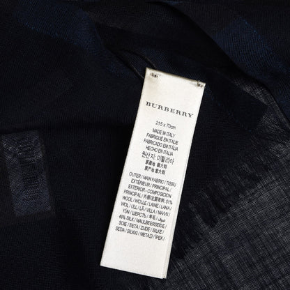 Burberry Wool Silk Gauze Ombre Giant Check Scarf Cadet Blue 5 of 5