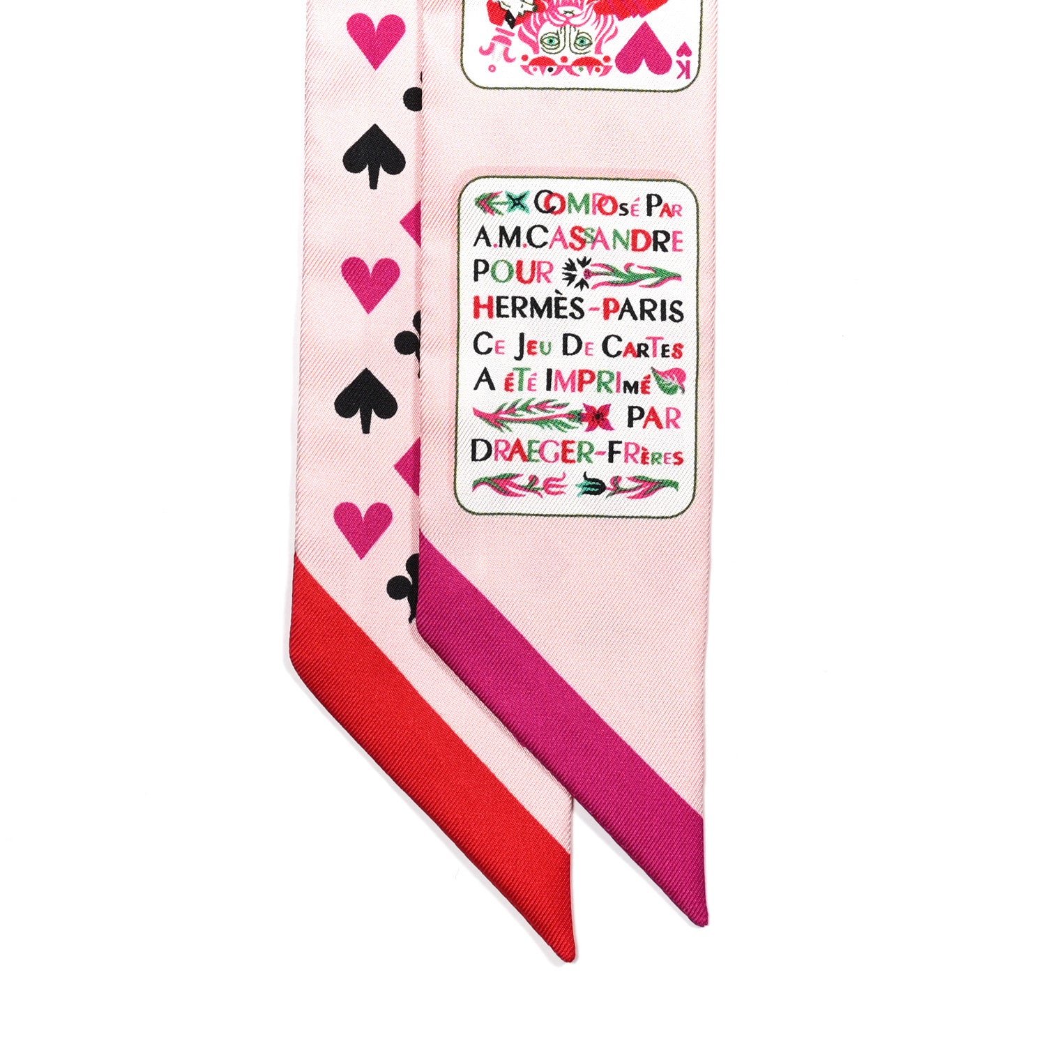 Hermes Silk Jeu de Cartes Twilly Rose Nacre Fuchsia Rouge 2 of 4