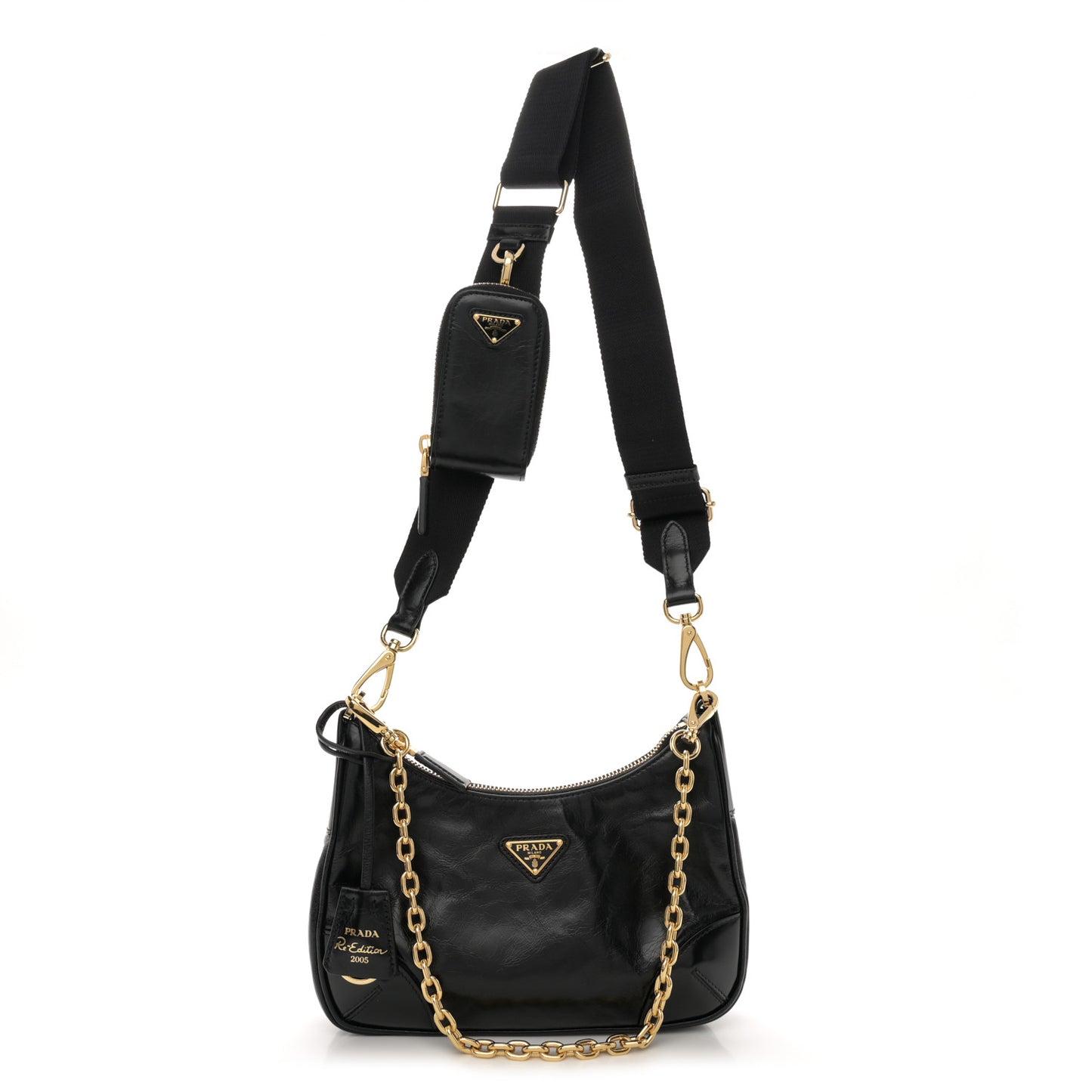 Patent Naplak Re-Edition 2005 Shoulder Bag Black