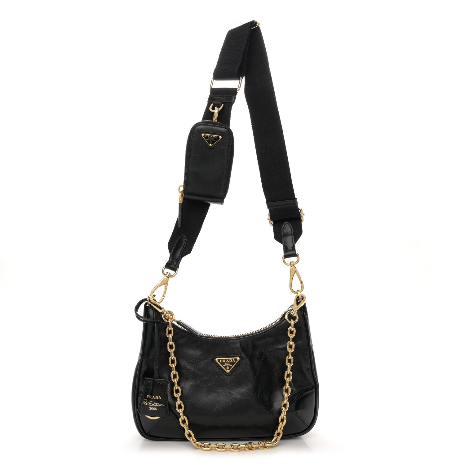 Prada Patent Naplak Re-Edition 2005 Shoulder Bag Black 1 of 11