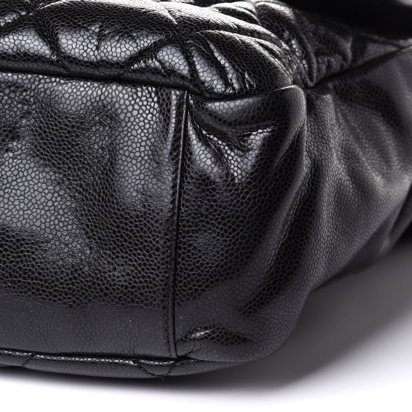 Glazed Caviar Large Nature Flap Bag Black