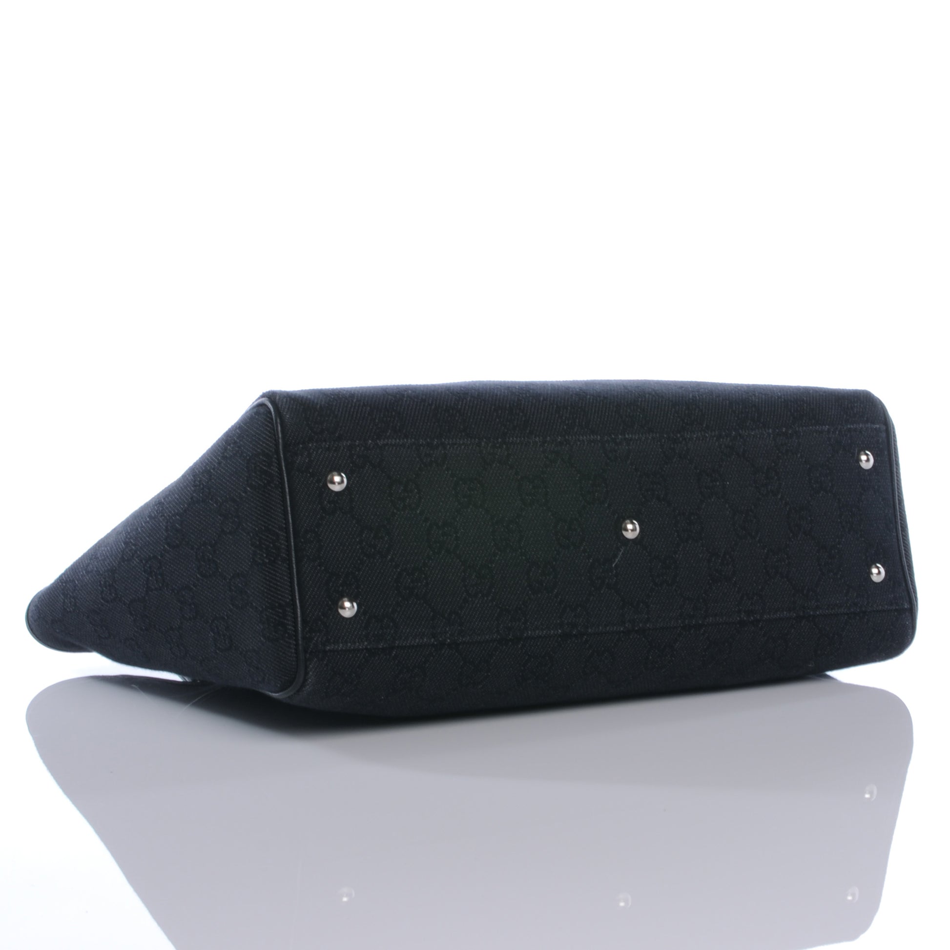 Gucci Denim Monogram Handbag Black 4 of 7