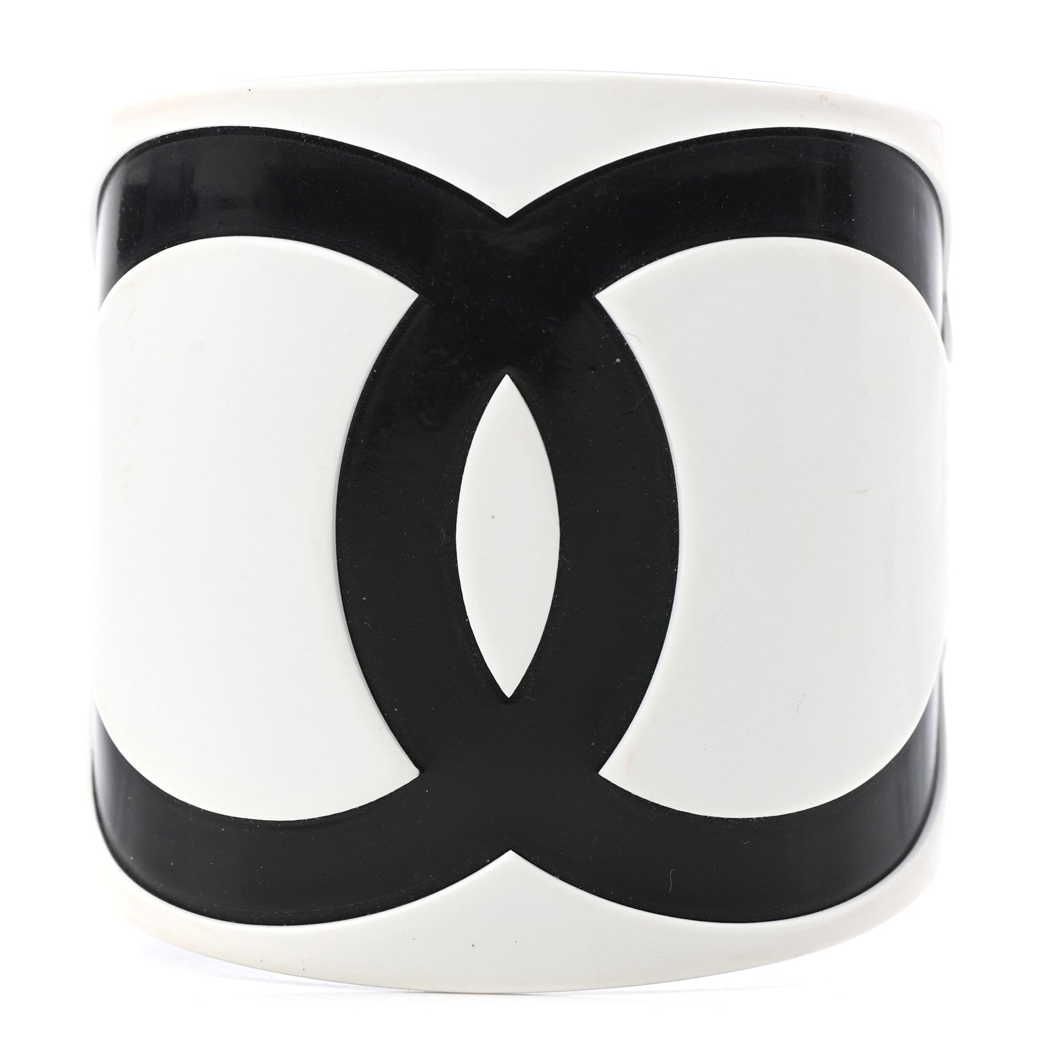 Chanel Resin CC Cuff White Black 1 of 4