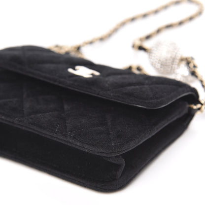 Chanel Velvet Quilted Pearl Crush Flap With Chain Black 10 of 11
