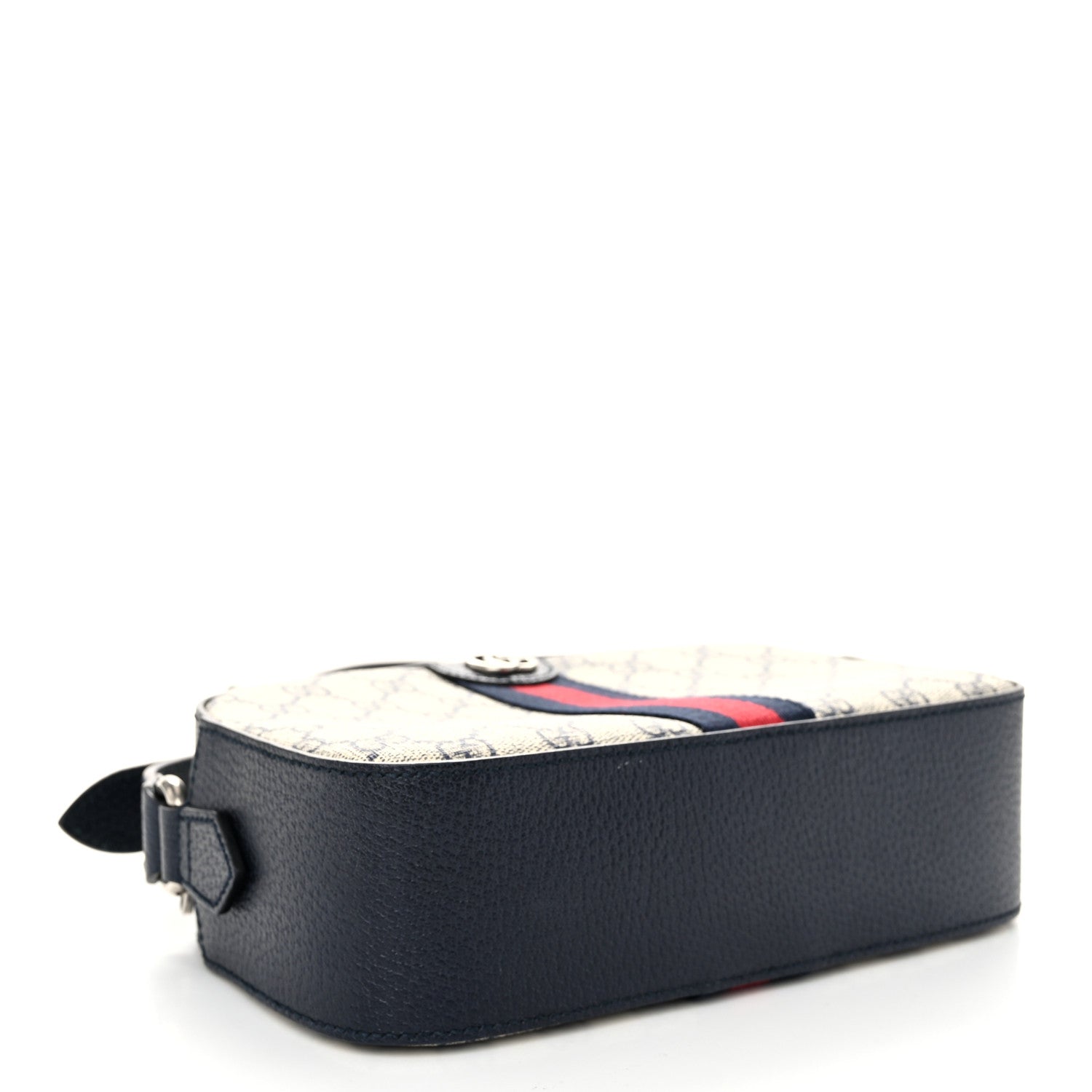 Gucci GG Supreme Monogram Textured Dollar Calfskin Web Small Ophidia Camera Bag Beige Blue 4 of 12