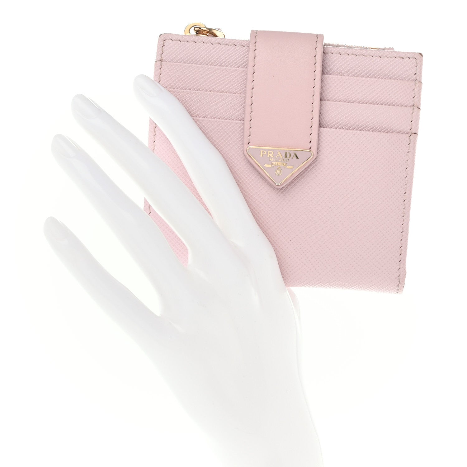 Prada Saffiano Small Triangle Wallet Alabastro 2 of 7