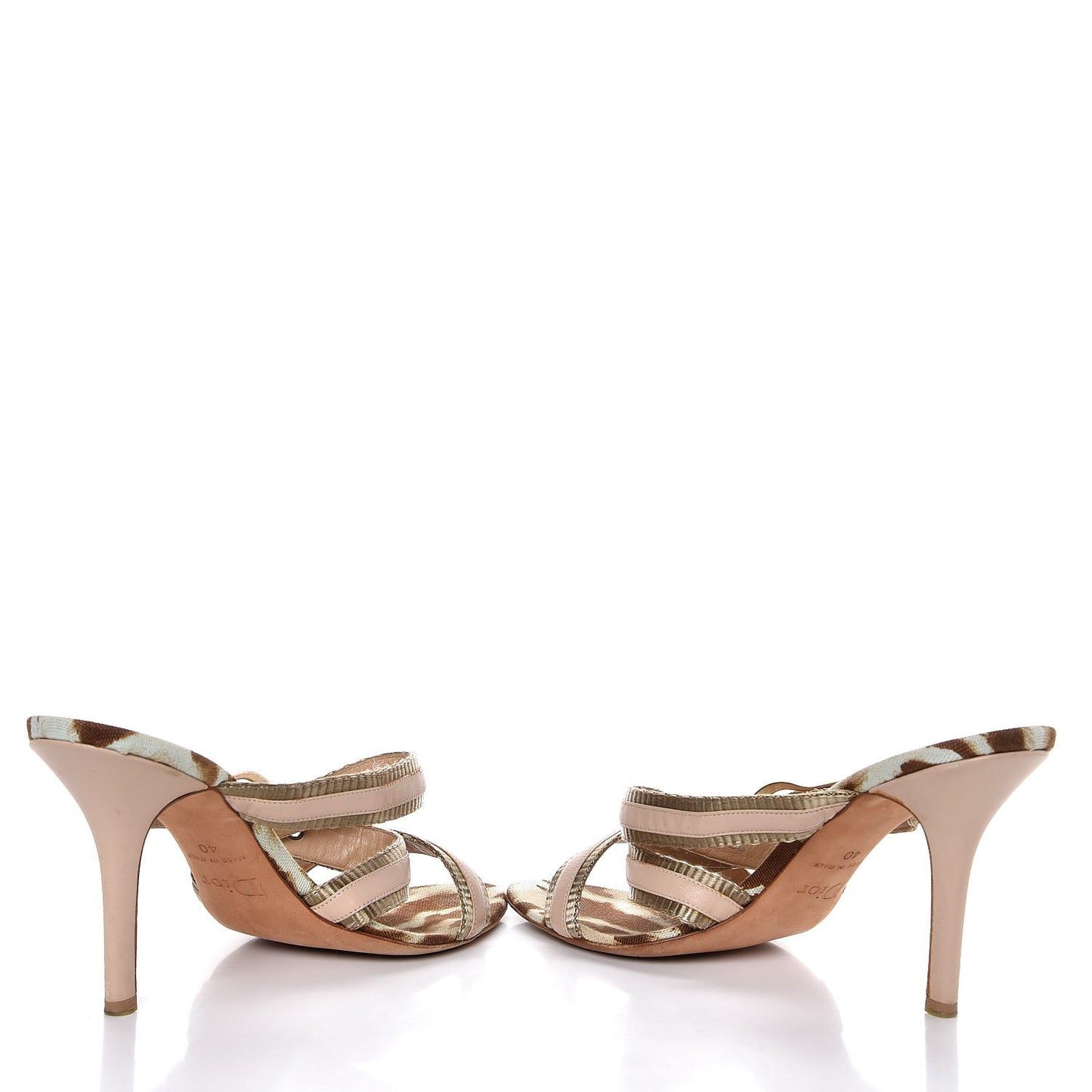 Calfskin Buckle Mule Sandals 40 Beige Gold