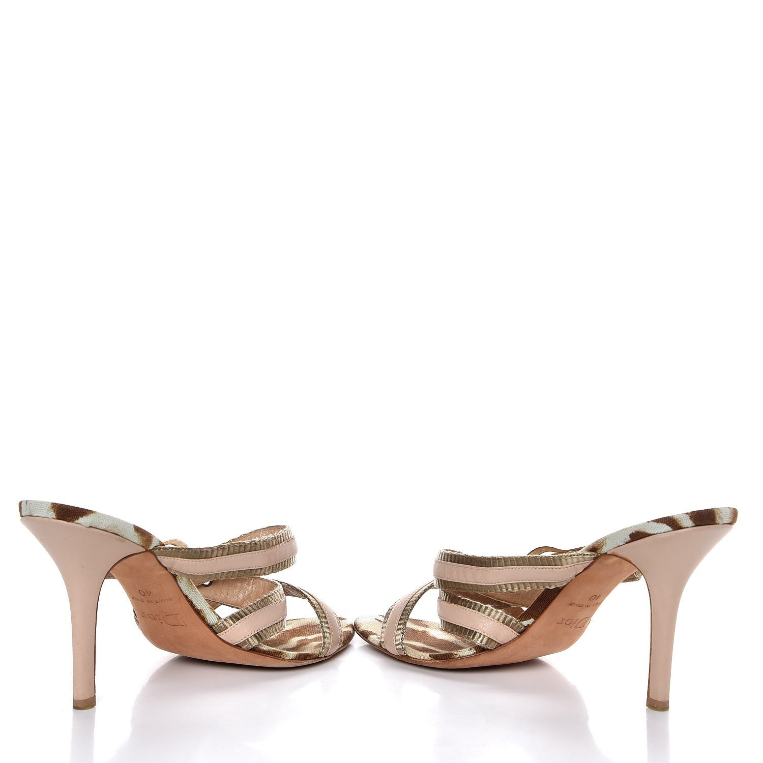 Christian Dior Calfskin Buckle Mule Sandals 40 Beige Gold 5 of 13