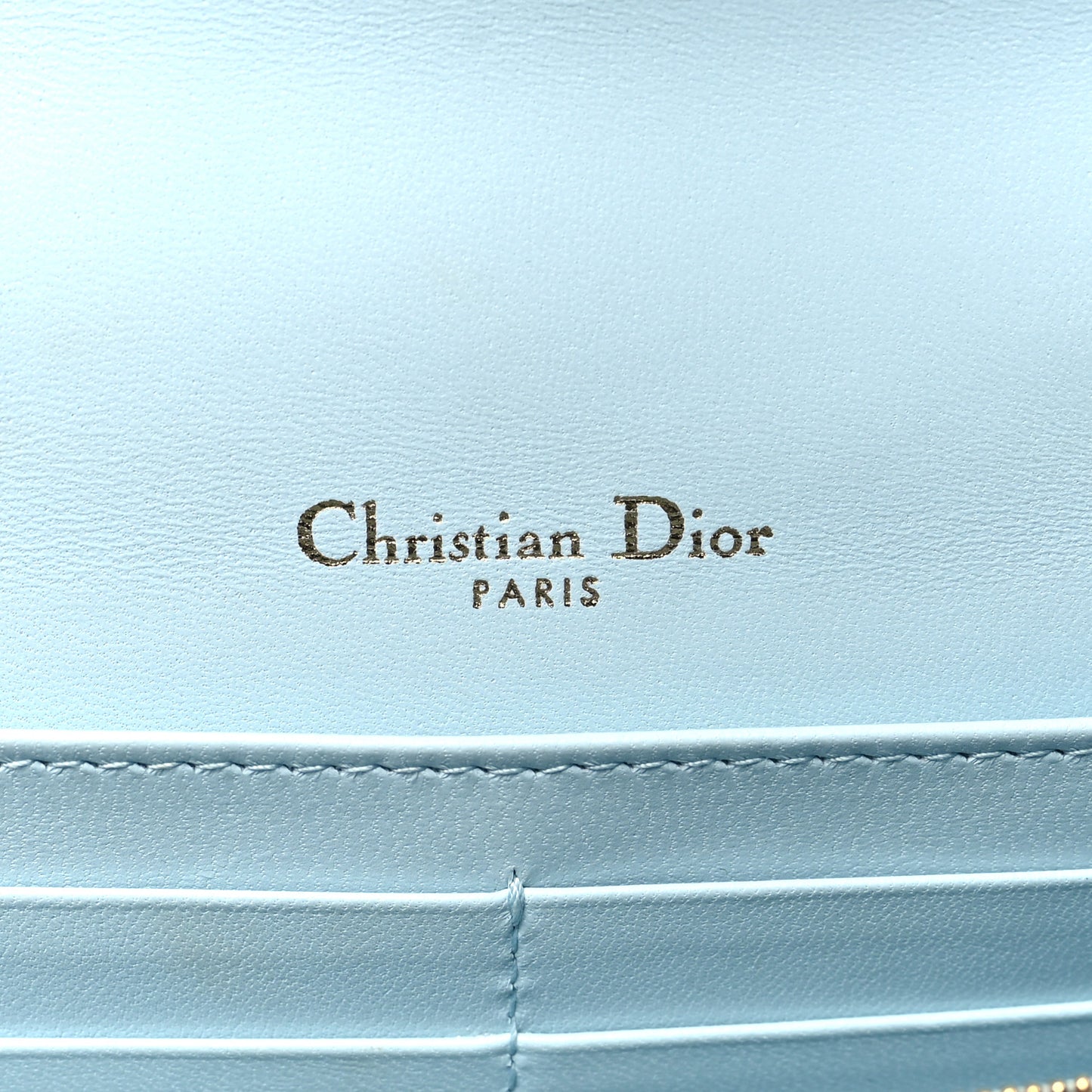 Lambskin Cannage Lady Dior Chain Pouch Light Blue