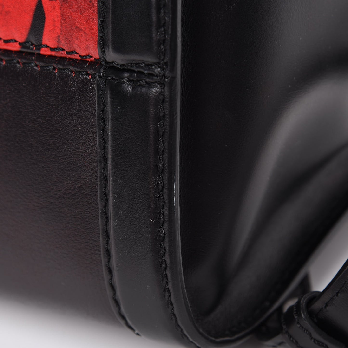 Calfskin Rose Printed Small Skull Padlock Zip Around Tote Black