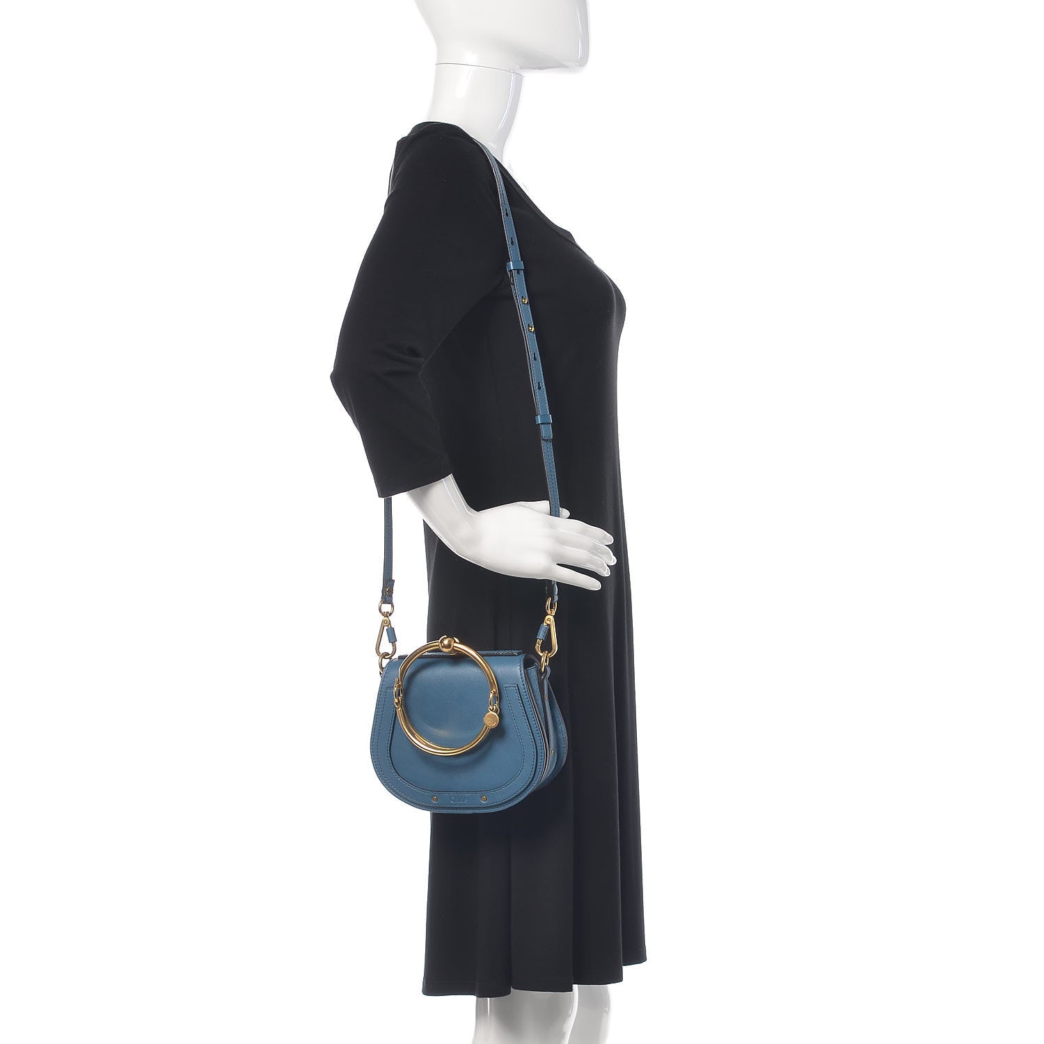 Chloe Calfskin Suede Small Nile Bracelet Bag Vinyl Blue 2 of 10