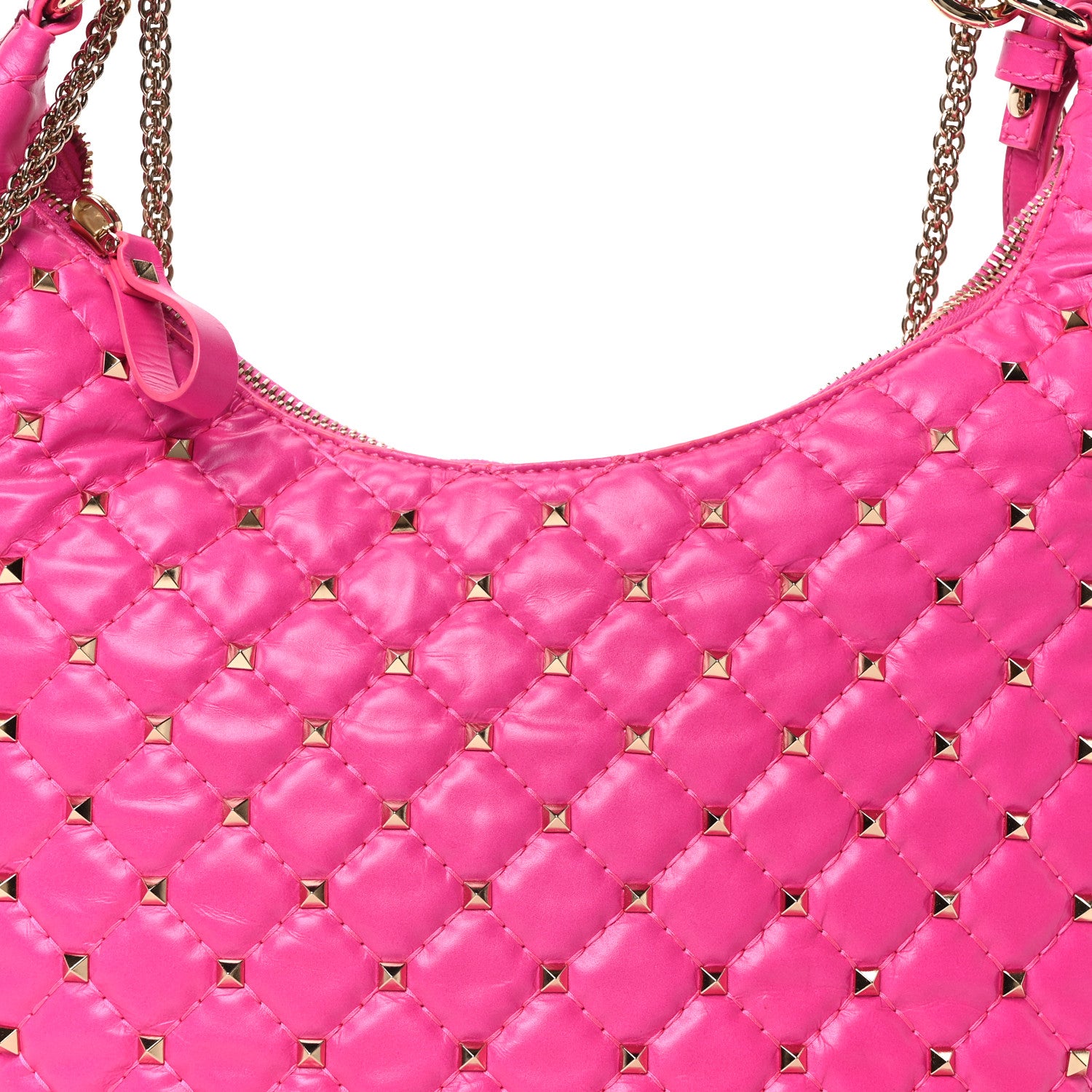 Valentino Garavani Nappa Small Rockstud Spike Hobo Fuxia 7 of 9