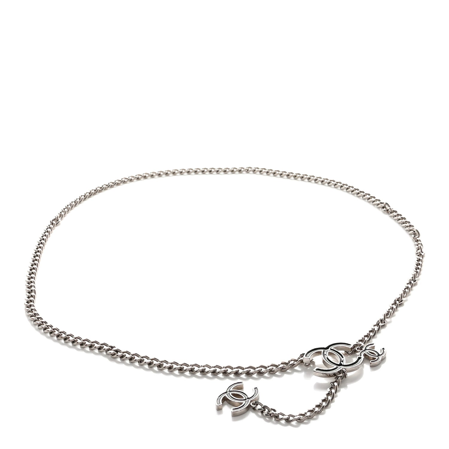 Chanel Enamel CC Ceinture Fantai Adjustable Belt Silver Black 1 of 4
