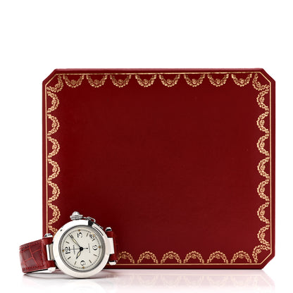 Cartier Stainless Steel Alligator 35mm Pasha C Automatic Watch Red 6 of 6