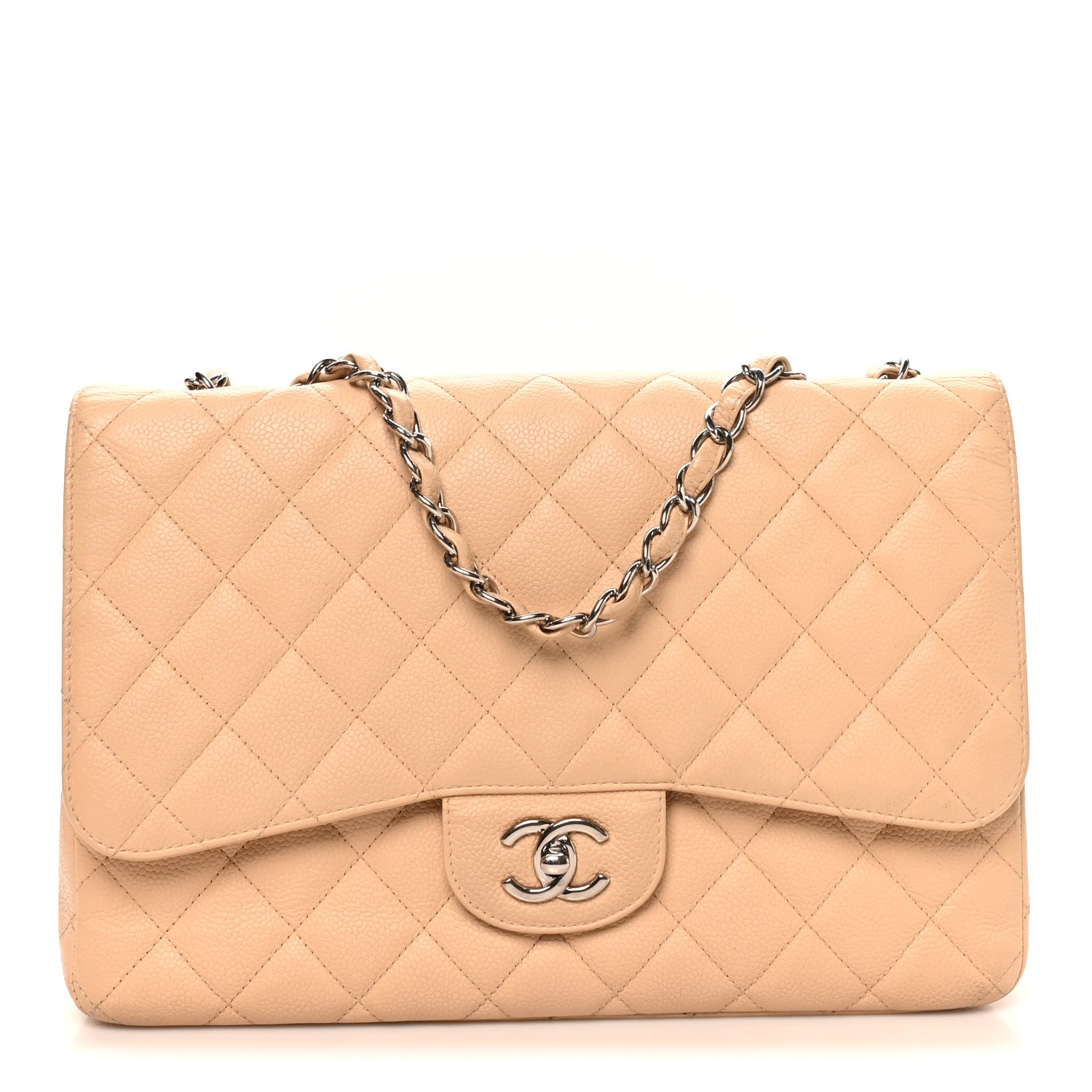 Chanel Caviar Quilted Jumbo Single Flap Beige Clair 1 of 10