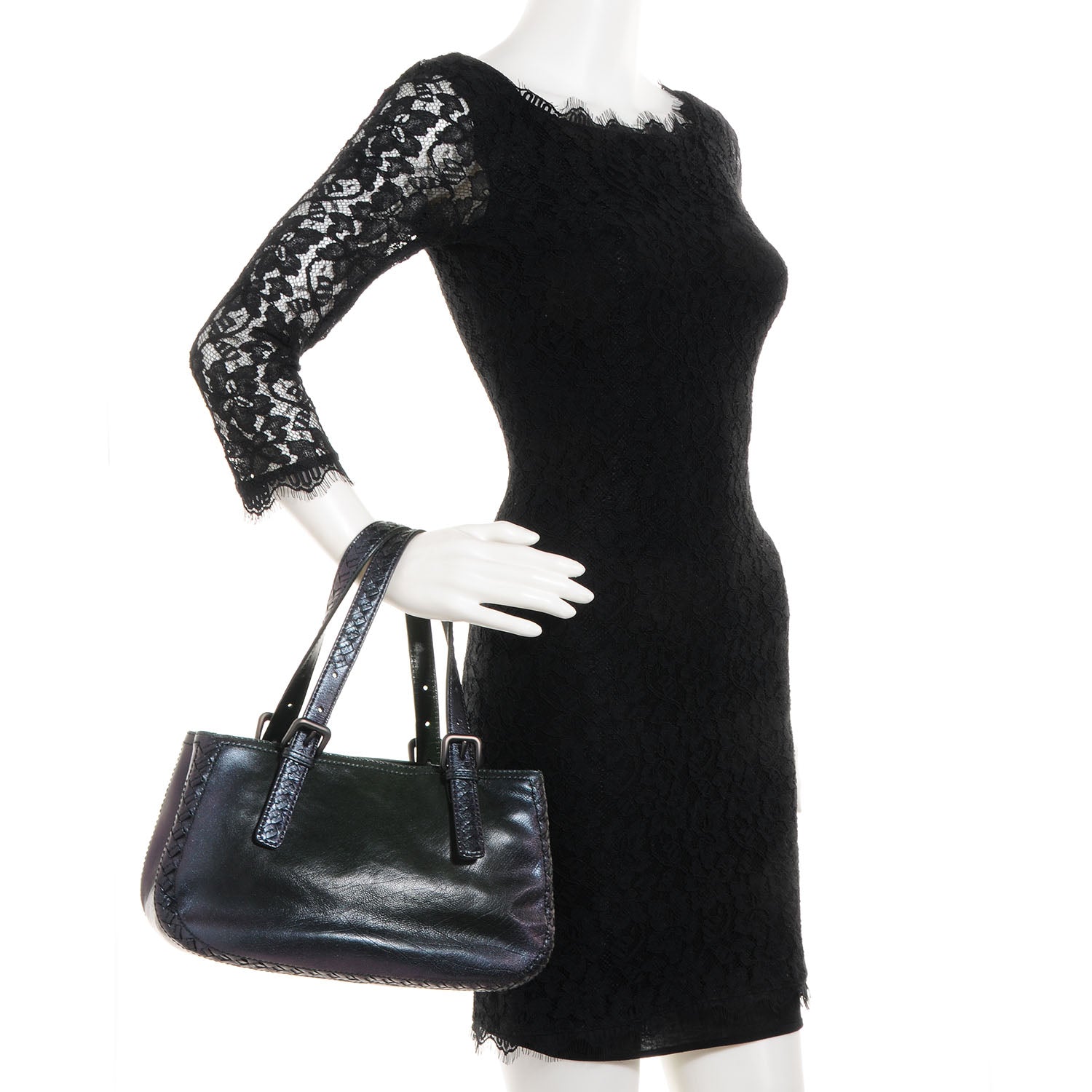Bottega Veneta Iridescent Leather Shoulder Bag Green 2 of 8